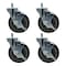Bk Resources 5-inch Threaded Stem Casters, Polyurethane Wheels, Brake, 300lb Capacity, Acid Resistant, 4PK 5SBR-4ST-PLY-PS4 - alternate 1